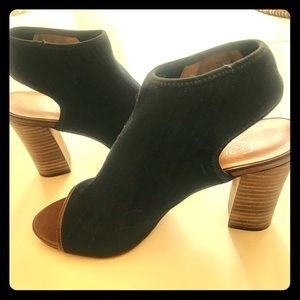 Franco Sato Solano open toe denim bootie size 7